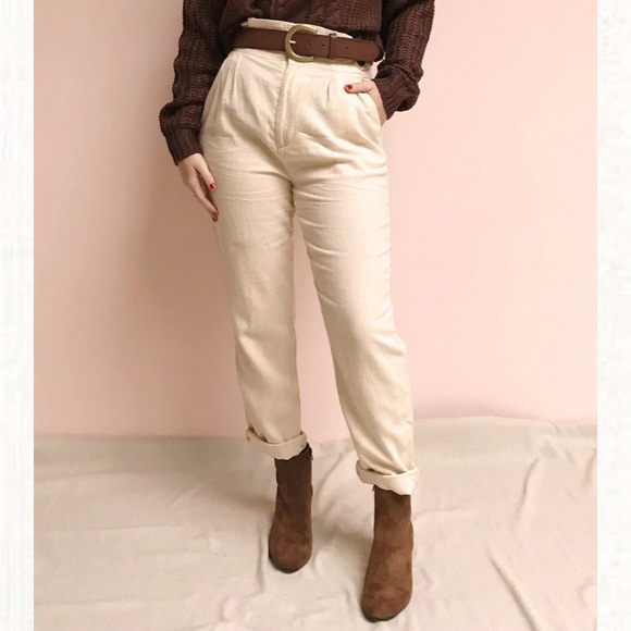 Petite garçon 1861 cream linen trousers high waist size s - Picture 5 of 10